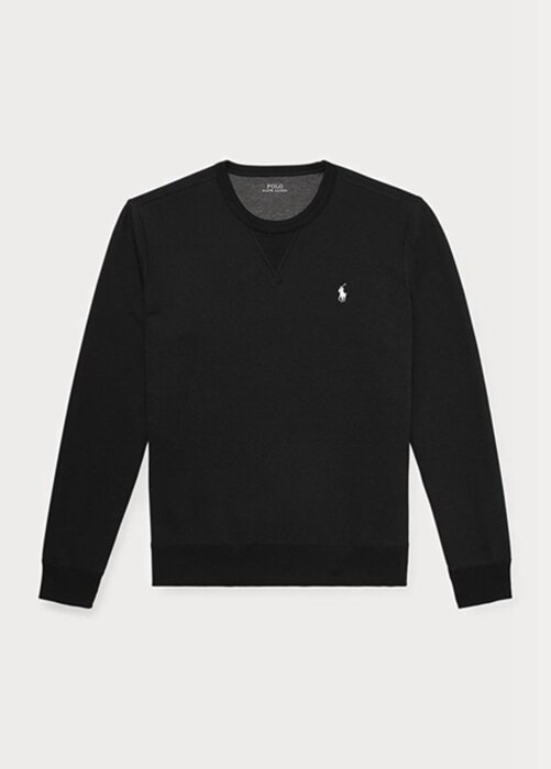 Pulover negru pentru bărbați Ralph Lauren, din tricot dublu Pulover negru pentru bărbați Ralph Lauren, din tricot dublu