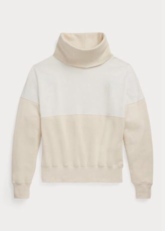 Pulover pentru damă bej Ralph Lauren cu panouri cu gât pâlnie Pulover pentru damă bej Ralph Lauren cu panouri cu gât pâlnie