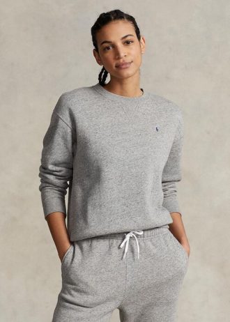 Pulover pentru damă, gri închis, cu pulover, Ralph Lauren, din fleece