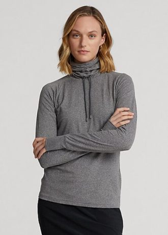 Pulover pentru damă, gri închis, din jerseu Ralph Lauren