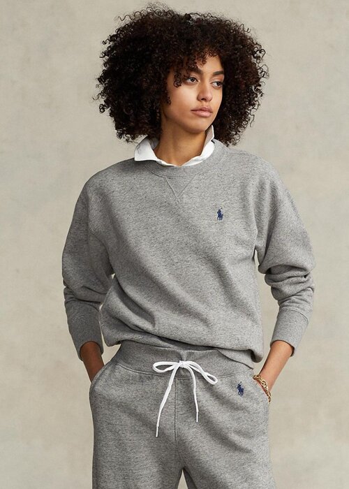 Pulover pentru damă, gri Ralph Lauren, din fleece Pulover pentru damă, gri Ralph Lauren, din fleece