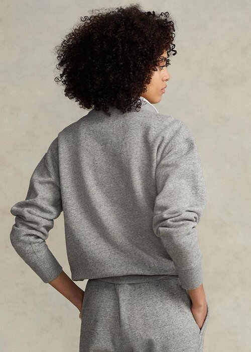 Pulover pentru damă, gri Ralph Lauren, din fleece Pulover pentru damă, gri Ralph Lauren, din fleece