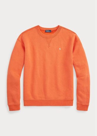 Pulover pentru damă, portocaliu, Ralph Lauren, din fleece crewneck Pulover pentru damă, portocaliu, Ralph Lauren, din fleece crewneck