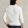 Pulovere alb pentru bărbați, din bumbac, din tricot plasă, cu fermoar sfert, Ralph Lauren Pulovere alb pentru bărbați, din bumbac, din tricot plasă, cu fermoar sfert, Ralph Lauren