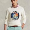 Pulovere alb pentru bărbați, din bumbac și in, cu pulover grafic Ralph Lauren