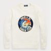 Pulovere alb pentru bărbați, din bumbac și in, cu pulover grafic Ralph Lauren
