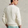 Pulovere alb pentru bărbați, din bumbac și in, cu pulover grafic Ralph Lauren