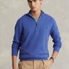 Pulovere albastre pentru bărbați, din bumbac, din tricot plasă, cu fermoar sfert, Ralph Lauren Pulovere albastre pentru bărbați, din bumbac, din tricot plasă, cu fermoar sfert, Ralph Lauren