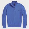 Pulovere albastre pentru bărbați, din bumbac, din tricot plasă, cu fermoar sfert, Ralph Lauren Pulovere albastre pentru bărbați, din bumbac, din tricot plasă, cu fermoar sfert, Ralph Lauren