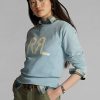 Pulovere albastre pentru femei Ralph Lauren Logo French Terry Crewneck Pulovere albastre pentru femei Ralph Lauren Logo French Terry Crewneck