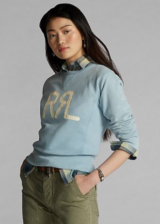 Pulovere albastre pentru femei Ralph Lauren Logo French Terry Crewneck