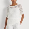 Pulovere albe cu mânecă scurtă din plasă de bumbac Ralph Lauren pentru femei Pulovere albe cu mânecă scurtă din plasă de bumbac Ralph Lauren pentru femei