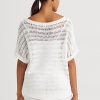 Pulovere albe cu mânecă scurtă din plasă de bumbac Ralph Lauren pentru femei Pulovere albe cu mânecă scurtă din plasă de bumbac Ralph Lauren pentru femei