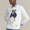 Pulovere albe de damă Ralph Lauren Polo Bear din amestec de bumbac Pulovere albe de damă Ralph Lauren Polo Bear din amestec de bumbac