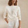 Pulovere albe din amestec de bumbac RL cu ornamente Ralph Lauren pentru femei Pulovere albe din amestec de bumbac RL cu ornamente Ralph Lauren pentru femei
