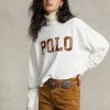 Pulovere albe din bumbac cu logo Ralph Lauren pentru femei
