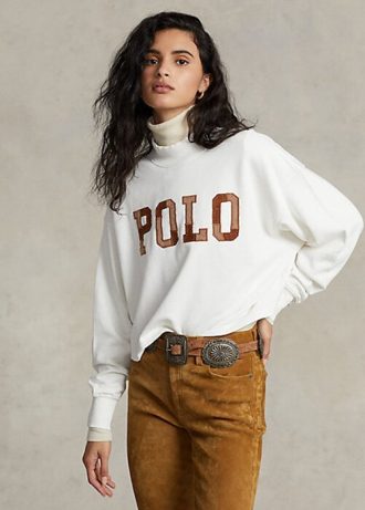 Pulovere albe din bumbac cu logo Ralph Lauren pentru femei Pulovere albe din bumbac cu logo Ralph Lauren pentru femei
