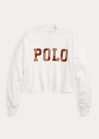 Pulovere albe din bumbac cu logo Ralph Lauren pentru femei Pulovere albe din bumbac cu logo Ralph Lauren pentru femei