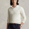 Pulovere albe din bumbac texturat Ralph Lauren pentru bărbați Pulovere albe din bumbac texturat Ralph Lauren pentru bărbați