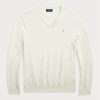 Pulovere albe din bumbac texturat Ralph Lauren pentru bărbați Pulovere albe din bumbac texturat Ralph Lauren pentru bărbați