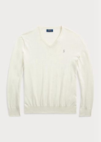 Pulovere albe din bumbac texturat Ralph Lauren pentru bărbați