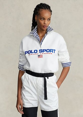 Pulovere albe Ralph Lauren Polo Sport Fleece pentru femei Pulovere albe Ralph Lauren Polo Sport Fleece pentru femei