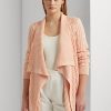 Pulovere cardigan din tricot cu cablu din in-bumbac Ralph Lauren pentru femei roz Pulovere cardigan din tricot cu cablu din in-bumbac Ralph Lauren pentru femei roz
