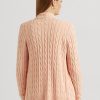 Pulovere cardigan din tricot cu cablu din in-bumbac Ralph Lauren pentru femei roz Pulovere cardigan din tricot cu cablu din in-bumbac Ralph Lauren pentru femei roz