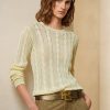 Pulovere crem din mătase Ralph Lauren cu tricot cu cablu Pulovere crem din mătase Ralph Lauren cu tricot cu cablu