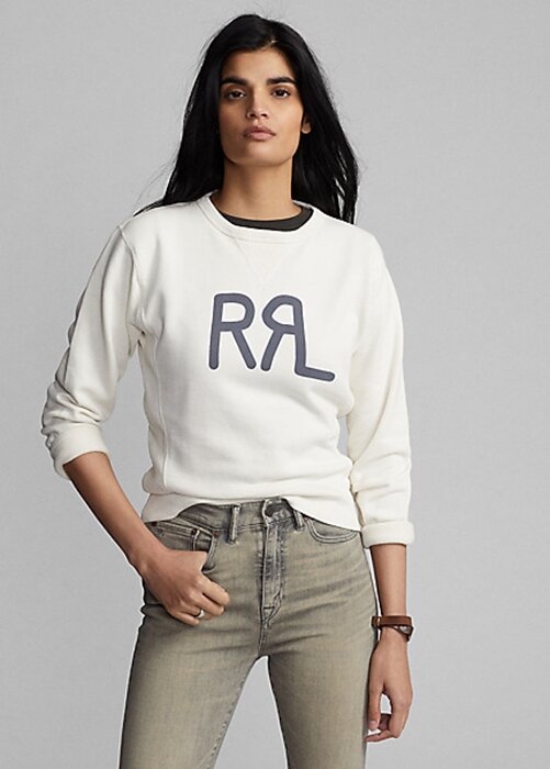 Pulovere crem pentru femei Ralph Lauren Logo French Terry Crewneck Pulovere crem pentru femei Ralph Lauren Logo French Terry Crewneck