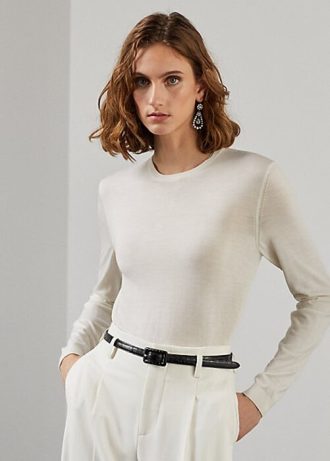 Pulovere crew pentru femei Ralph Lauren din lână merinos Pulovere crew pentru femei Ralph Lauren din lână merinos