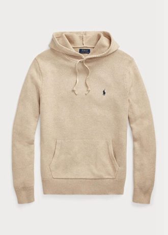 Pulovere cu glugă din bumbac texturat Ralph Lauren, bej, pentru bărbați