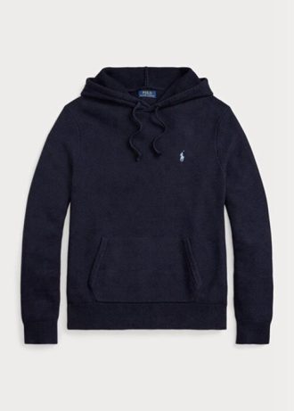 Pulovere cu glugă din bumbac texturat Ralph Lauren pentru bărbați bleumarin