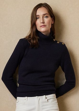 Pulovere cu guler rotic din cașmir cu nasturi Ralph Lauren pentru damă Pulovere cu guler rotic din cașmir cu nasturi Ralph Lauren pentru damă