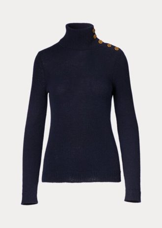 Pulovere cu guler rotic din cașmir cu nasturi Ralph Lauren pentru damă Pulovere cu guler rotic din cașmir cu nasturi Ralph Lauren pentru damă