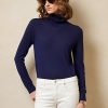Pulovere cu guler roșu din cașmir Ralph Lauren pentru femei bleumarin Pulovere cu guler roșu din cașmir Ralph Lauren pentru femei bleumarin