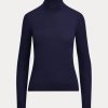 Pulovere cu guler roșu din cașmir Ralph Lauren pentru femei bleumarin Pulovere cu guler roșu din cașmir Ralph Lauren pentru femei bleumarin