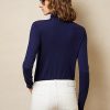 Pulovere cu guler roșu din cașmir Ralph Lauren pentru femei bleumarin Pulovere cu guler roșu din cașmir Ralph Lauren pentru femei bleumarin