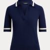 Pulovere cu mânecă scurtă din amestec de mătase Ralph Lauren pentru femei bleumarin Pulovere cu mânecă scurtă din amestec de mătase Ralph Lauren pentru femei bleumarin