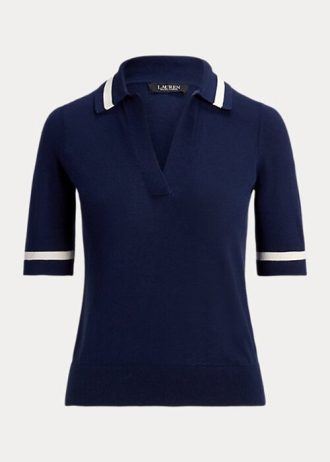Pulovere cu mânecă scurtă din amestec de mătase Ralph Lauren pentru femei bleumarin Pulovere cu mânecă scurtă din amestec de mătase Ralph Lauren pentru femei bleumarin