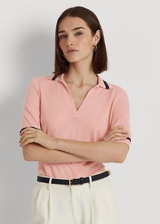 Pulovere cu mânecă scurtă din amestec de mătase Ralph Lauren pentru femei roz Pulovere cu mânecă scurtă din amestec de mătase Ralph Lauren pentru femei roz