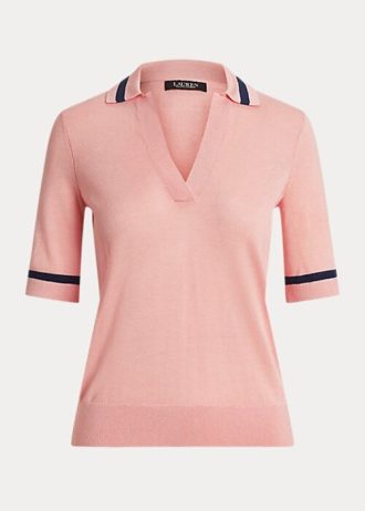Pulovere cu mânecă scurtă din amestec de mătase Ralph Lauren pentru femei roz Pulovere cu mânecă scurtă din amestec de mătase Ralph Lauren pentru femei roz