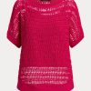 Pulovere cu mânecă scurtă din plasă de bumbac Ralph Lauren fuchsia pentru femei Pulovere cu mânecă scurtă din plasă de bumbac Ralph Lauren fuchsia pentru femei