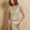 Pulovere cu mânecă scurtă din plasă Ralph Lauren de damă bej