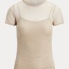 Pulovere cu mânecă scurtă din plasă Ralph Lauren de damă bej