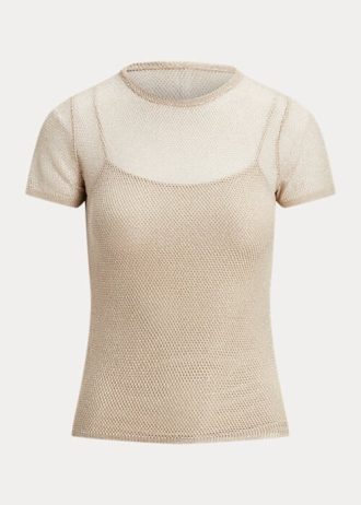 Pulovere cu mânecă scurtă din plasă Ralph Lauren de damă bej Pulovere cu mânecă scurtă din plasă Ralph Lauren de damă bej