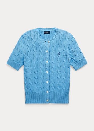 Pulovere cu mânecă scurtă din tricot cablu Ralph Lauren de damă albastru Pulovere cu mânecă scurtă din tricot cablu Ralph Lauren de damă albastru