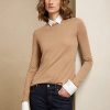 Pulovere de cașmir cu guler Ralph Lauren de damă maro