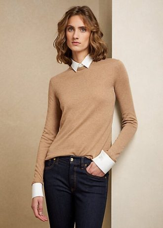 Pulovere de cașmir cu guler Ralph Lauren de damă maro Pulovere de cașmir cu guler Ralph Lauren de damă maro