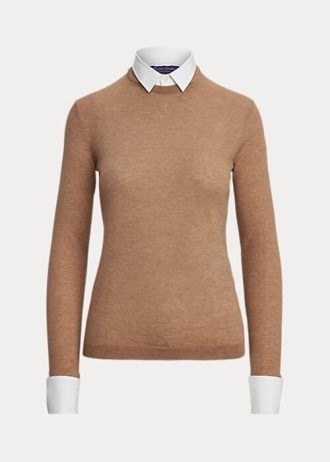 Pulovere de cașmir cu guler Ralph Lauren de damă maro Pulovere de cașmir cu guler Ralph Lauren de damă maro